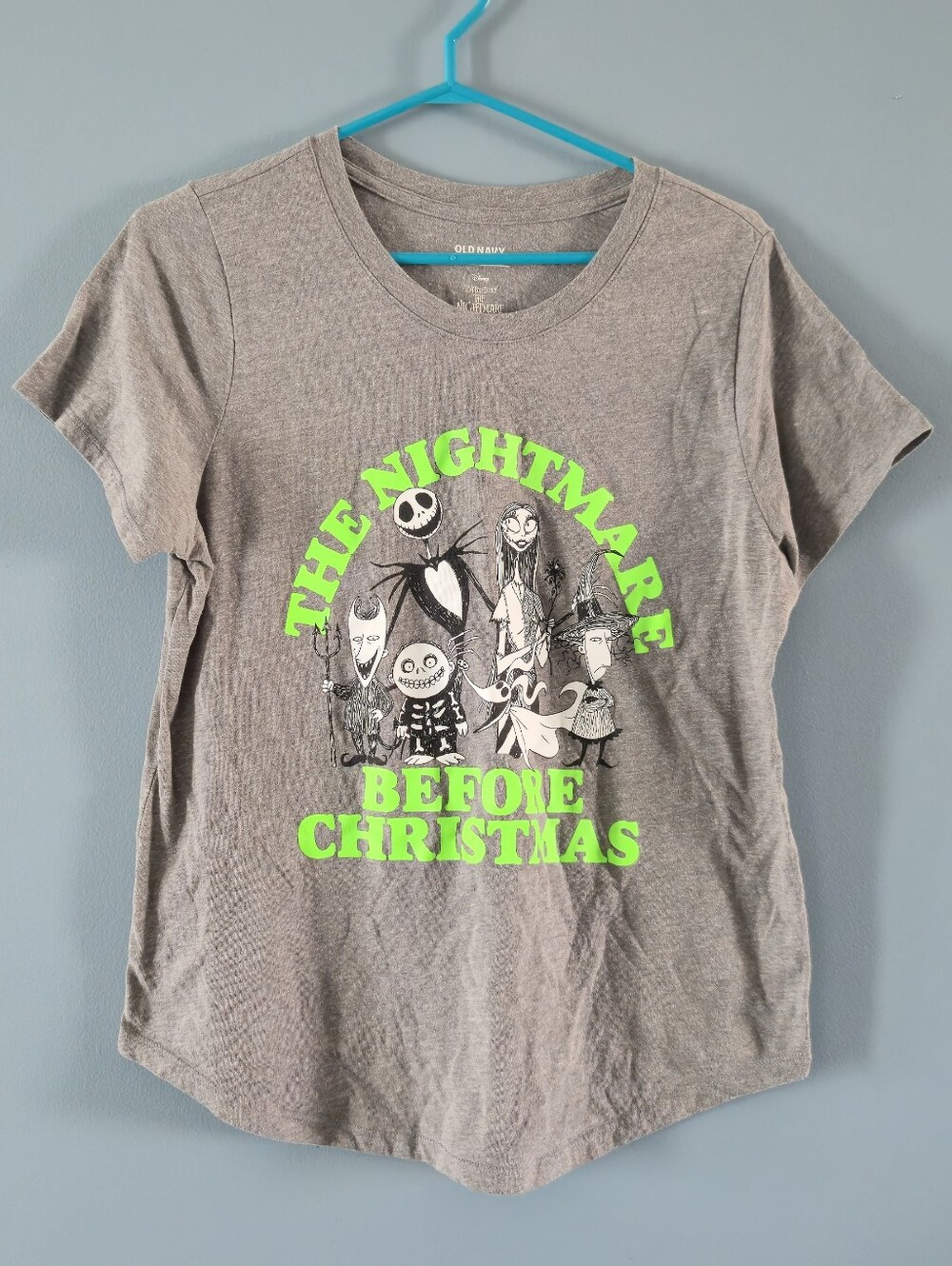 Adult "The Nightmare Before Christmas" Neon Green Graphic Tee (Lg)